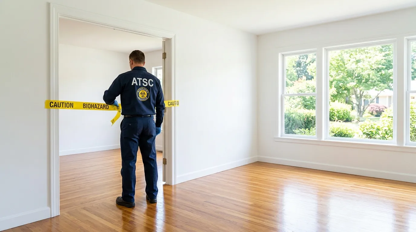 Certified biohazard cleanup crew performing Decomposition Cleanup in Corona